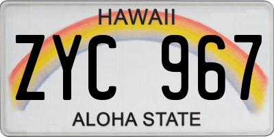 HI license plate ZYC967