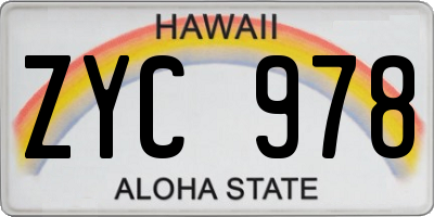 HI license plate ZYC978