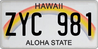 HI license plate ZYC981