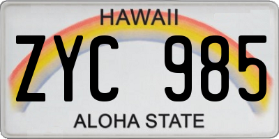 HI license plate ZYC985