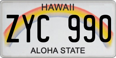 HI license plate ZYC990