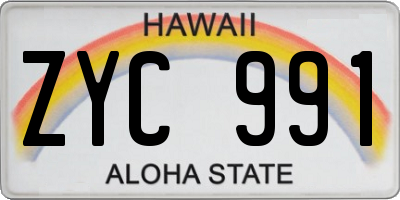 HI license plate ZYC991