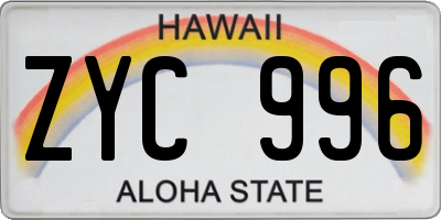 HI license plate ZYC996