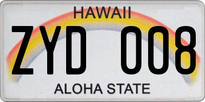 HI license plate ZYD008