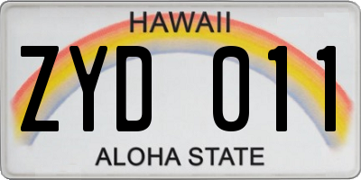 HI license plate ZYD011