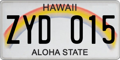 HI license plate ZYD015