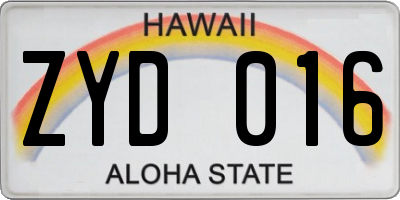 HI license plate ZYD016