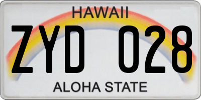 HI license plate ZYD028