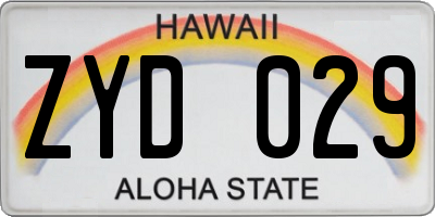 HI license plate ZYD029