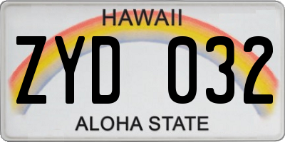 HI license plate ZYD032