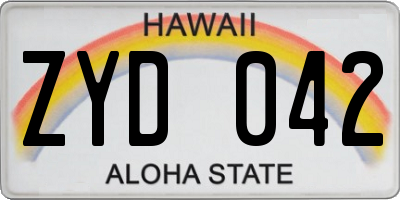 HI license plate ZYD042