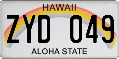 HI license plate ZYD049