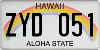 HI license plate ZYD051