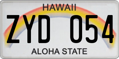 HI license plate ZYD054