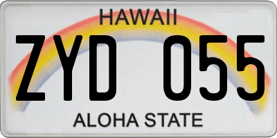 HI license plate ZYD055