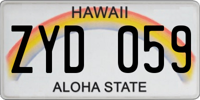 HI license plate ZYD059
