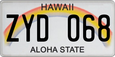 HI license plate ZYD068