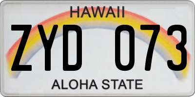 HI license plate ZYD073