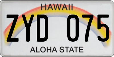 HI license plate ZYD075