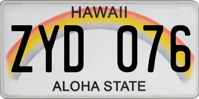 HI license plate ZYD076