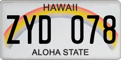 HI license plate ZYD078