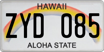 HI license plate ZYD085