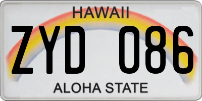 HI license plate ZYD086