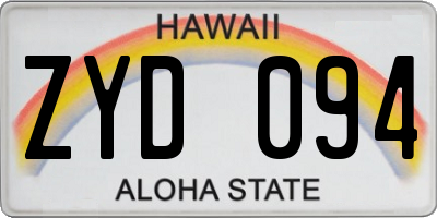 HI license plate ZYD094