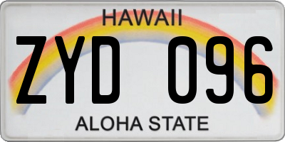 HI license plate ZYD096