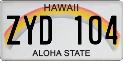 HI license plate ZYD104