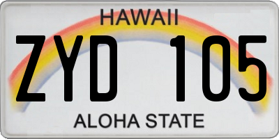 HI license plate ZYD105