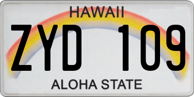 HI license plate ZYD109