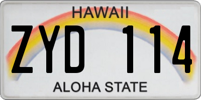 HI license plate ZYD114