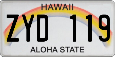 HI license plate ZYD119