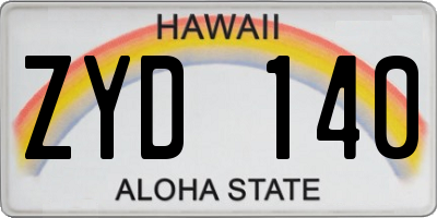 HI license plate ZYD140