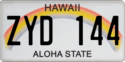 HI license plate ZYD144
