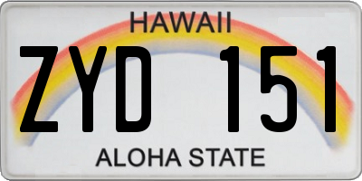 HI license plate ZYD151