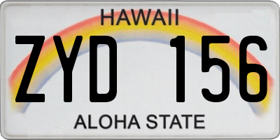 HI license plate ZYD156