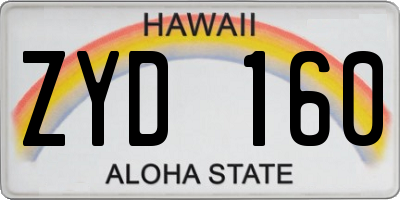 HI license plate ZYD160