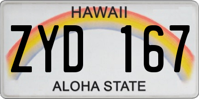 HI license plate ZYD167