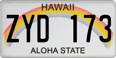 HI license plate ZYD173