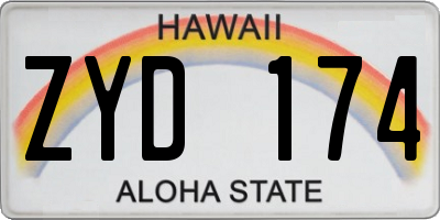 HI license plate ZYD174