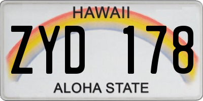 HI license plate ZYD178