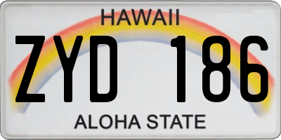 HI license plate ZYD186