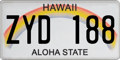 HI license plate ZYD188