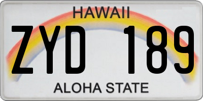 HI license plate ZYD189