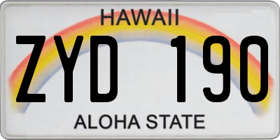 HI license plate ZYD190