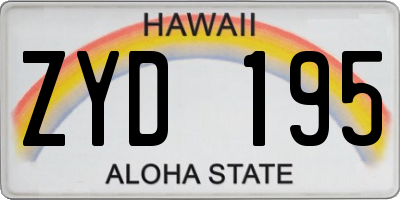 HI license plate ZYD195