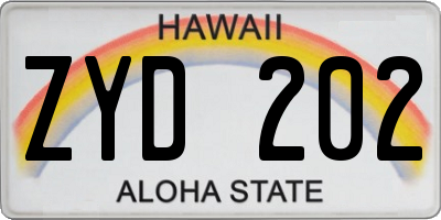 HI license plate ZYD202