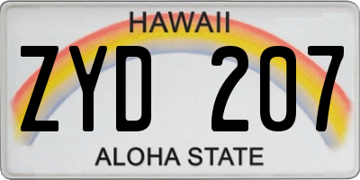 HI license plate ZYD207